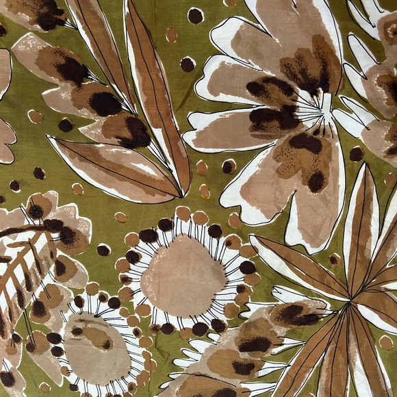 Vintage Vera Abstract Floral Green and Brown Decorative Square Silk Scarf - Picture 3 of 3